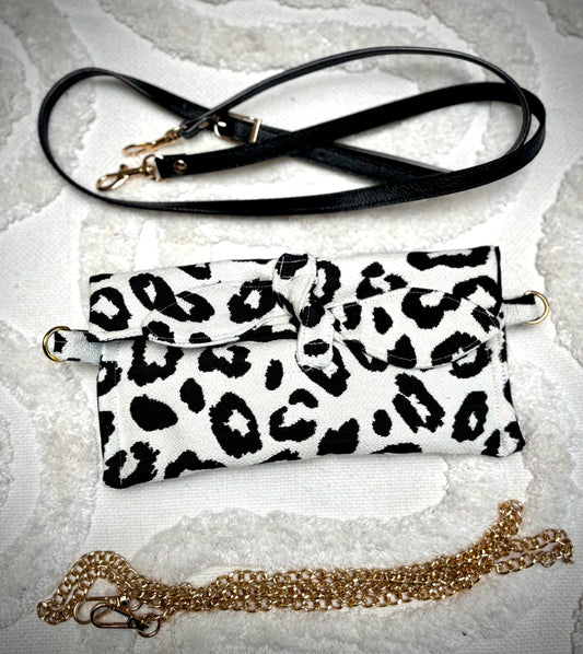 Pochette Alma léopard noir et blanc (édition ultra limitée)